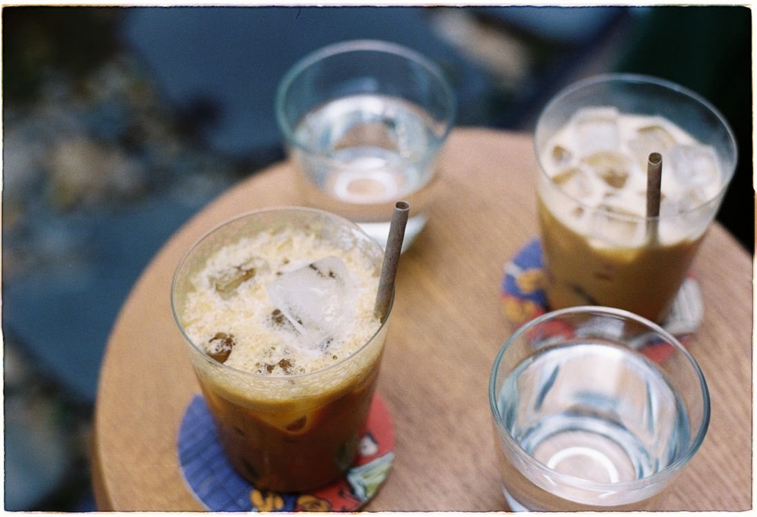 Vietnamese iced coffee served at a café table